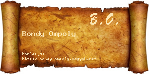 Bondy Ompoly névjegykártya